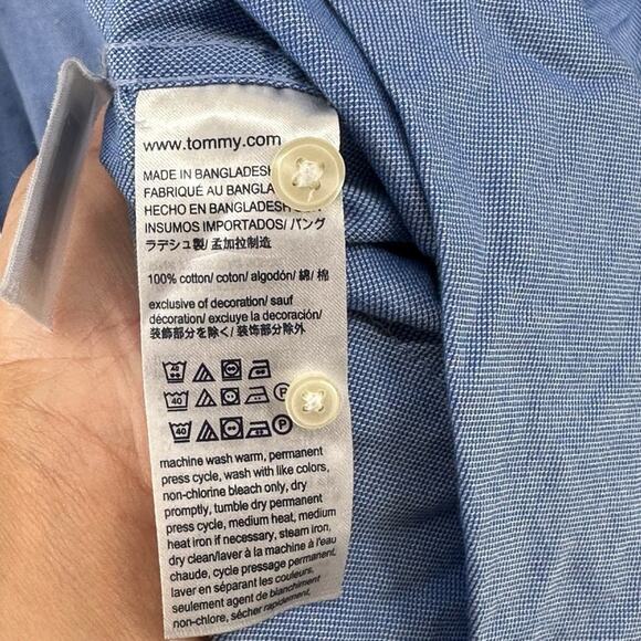 Tommy Hilfiger Button Up Long Sleeve Shirt 100s 2 Ply Double Retors men’s sz L - Picture 9 of 12